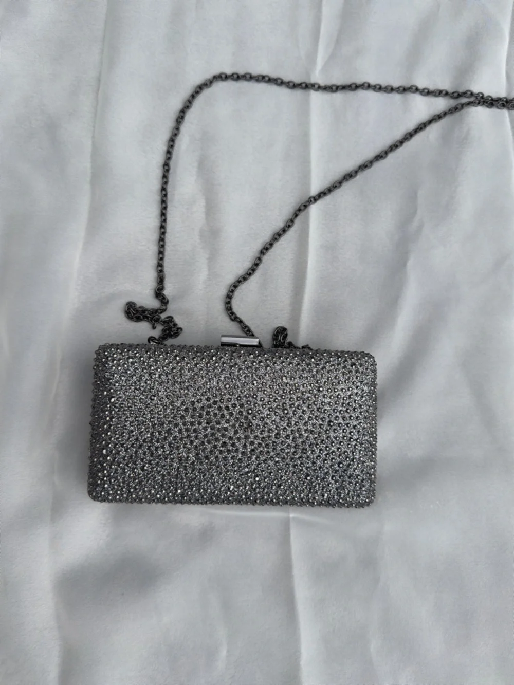 NATASHA Gunmetal Gray Swarovski Crystals Embellished Crossbody Evening Bag